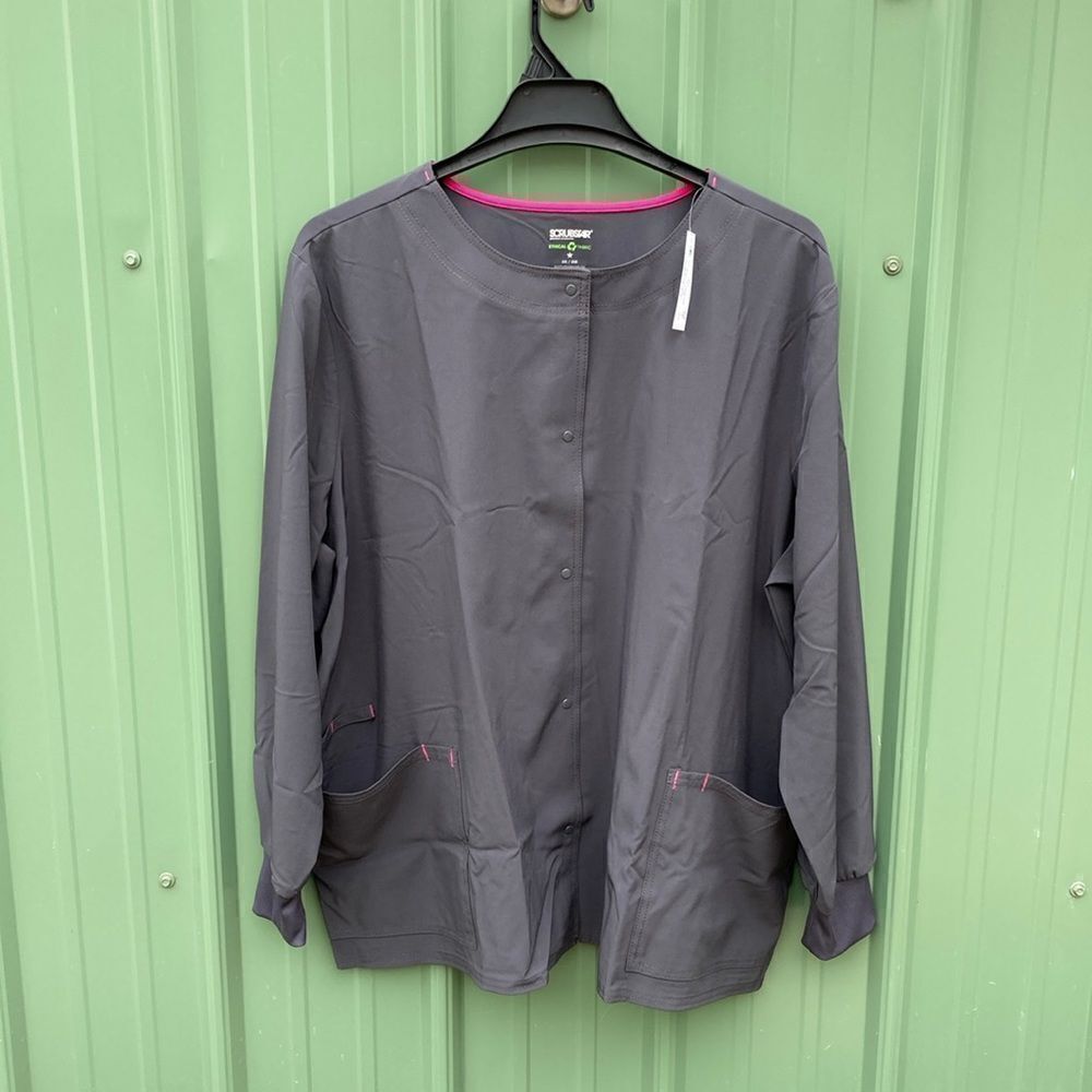 Ethical Fabric Stretch Snap Front Active Warm Up Scrub Jacket Size 3XL